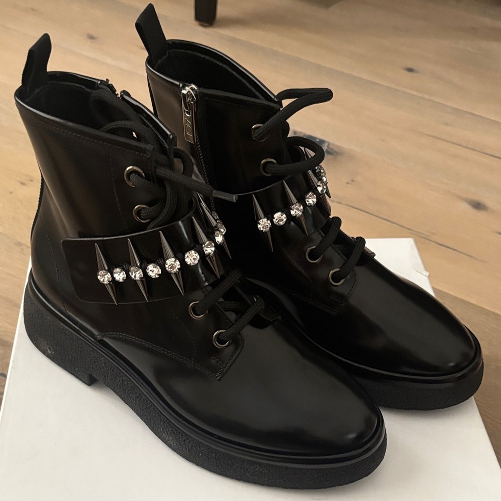 AGL Black Studded Combat Boots